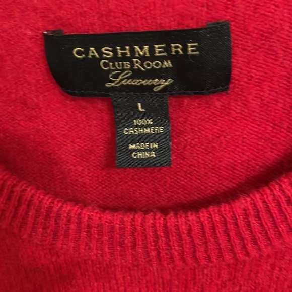 Cashmere “Club Room” red Sweater Sz L - Picture 3 of 3